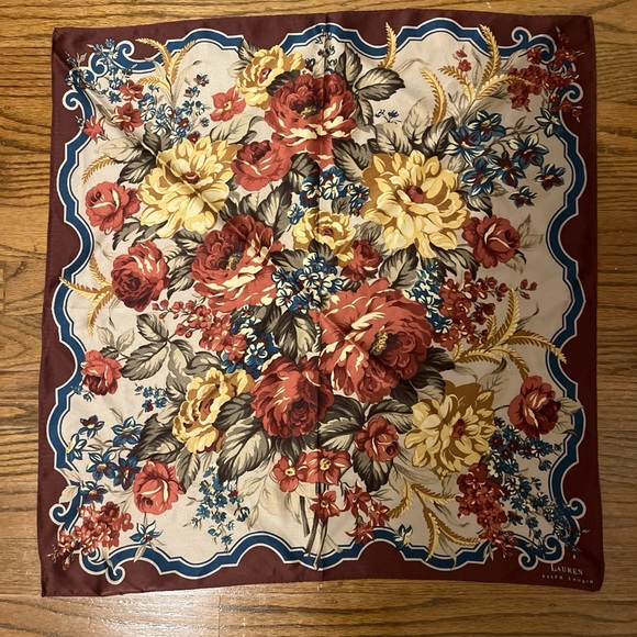 vintage ralph lauren silk English Garden Bohemian floral scarf - Picture 2 of 7